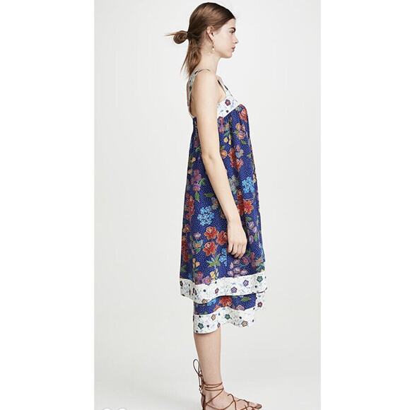 NWT Warm Margaritaville Floral Print Tiered Smock Boho Silk Dress Small - Picture 9 of 12